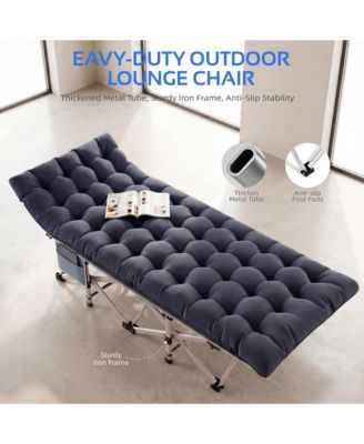 Folding Camping Cot with Removable Cotton Mattress for Office, Home and Beach, 600 lbs