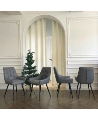 Dining Chairs Set of 4, Faux Leather, Mesh Texture, Legs