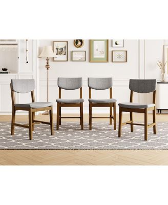  4-Piece Rustic Farmhouse Dining Chair - Solid Wood Fabric Cushion