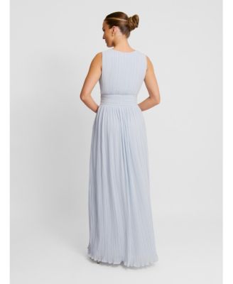 Women's Pleated Plunge Maxi Dress