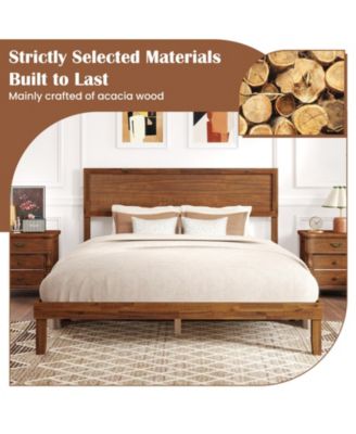 Platform Bed Frame with Headboard and Wooden Slat Support