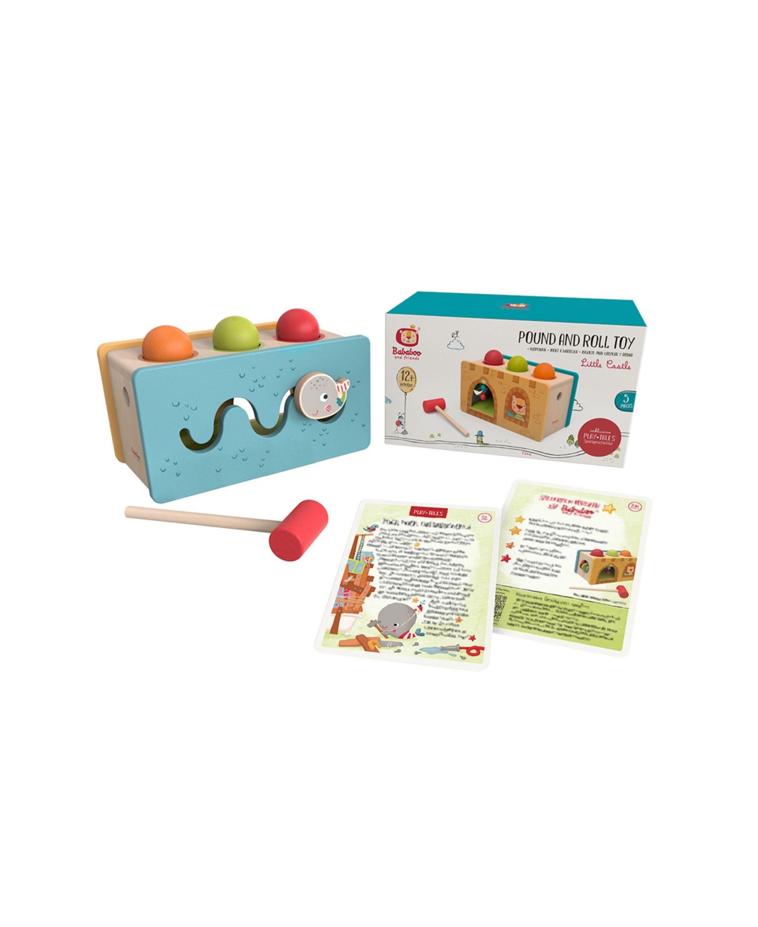 Little Castle Pound and Roll Montessori-Inspired Wooden Toy, 5-Piece Set