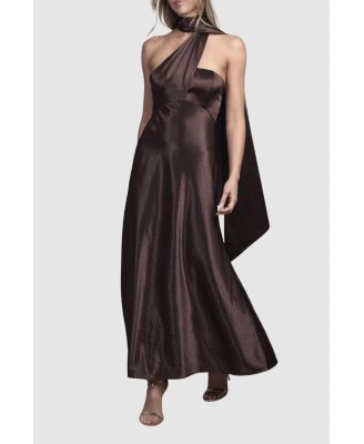 Women's Satin Scarf Detail Maxi Bridesmaid Dress