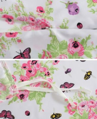 Queen Bee Floral Bouquet Satin 3-Pc. Duvet Cover Set, Full/Queen