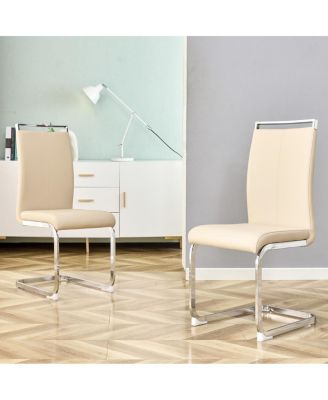 Modern Dining Chairs, PU Faux Leather Upholstered Side Chair (Set of 2)