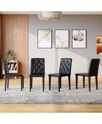 Streamdale Elegant PU Dining Chair with Ergonomic Buckle Backrest