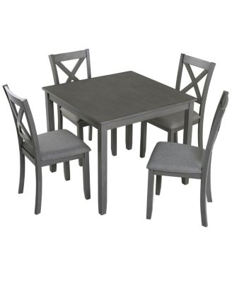 Streamdale Elegant 5-piece Wooden Dining Table Set with 4 Chairs