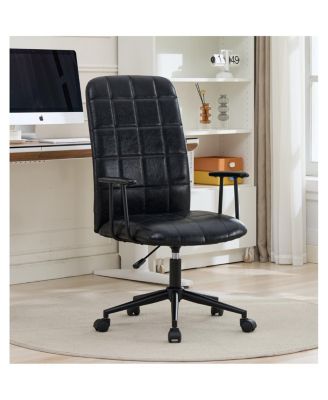 Streamdale Antique Black PU leather office chair, 2-set, high back, adjustable, swivel.