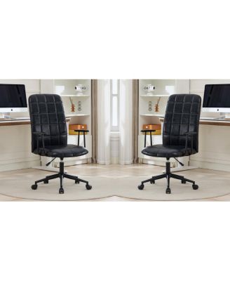 Streamdale Antique Black PU leather office chair, 2-set, high back, adjustable, swivel.