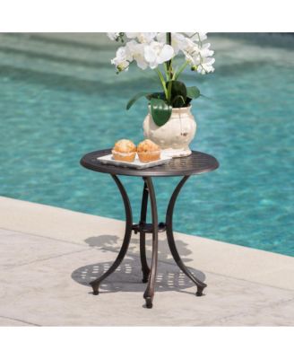 Cast Aluminum Bronze Finish Lattice Design Side Table