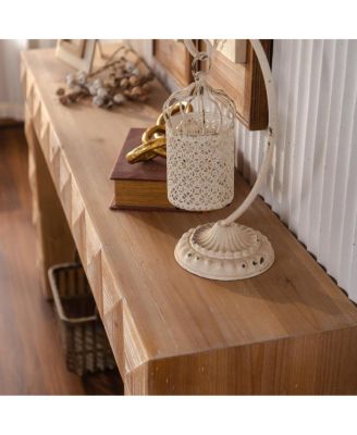 Rustic Geometric Carved Console Table