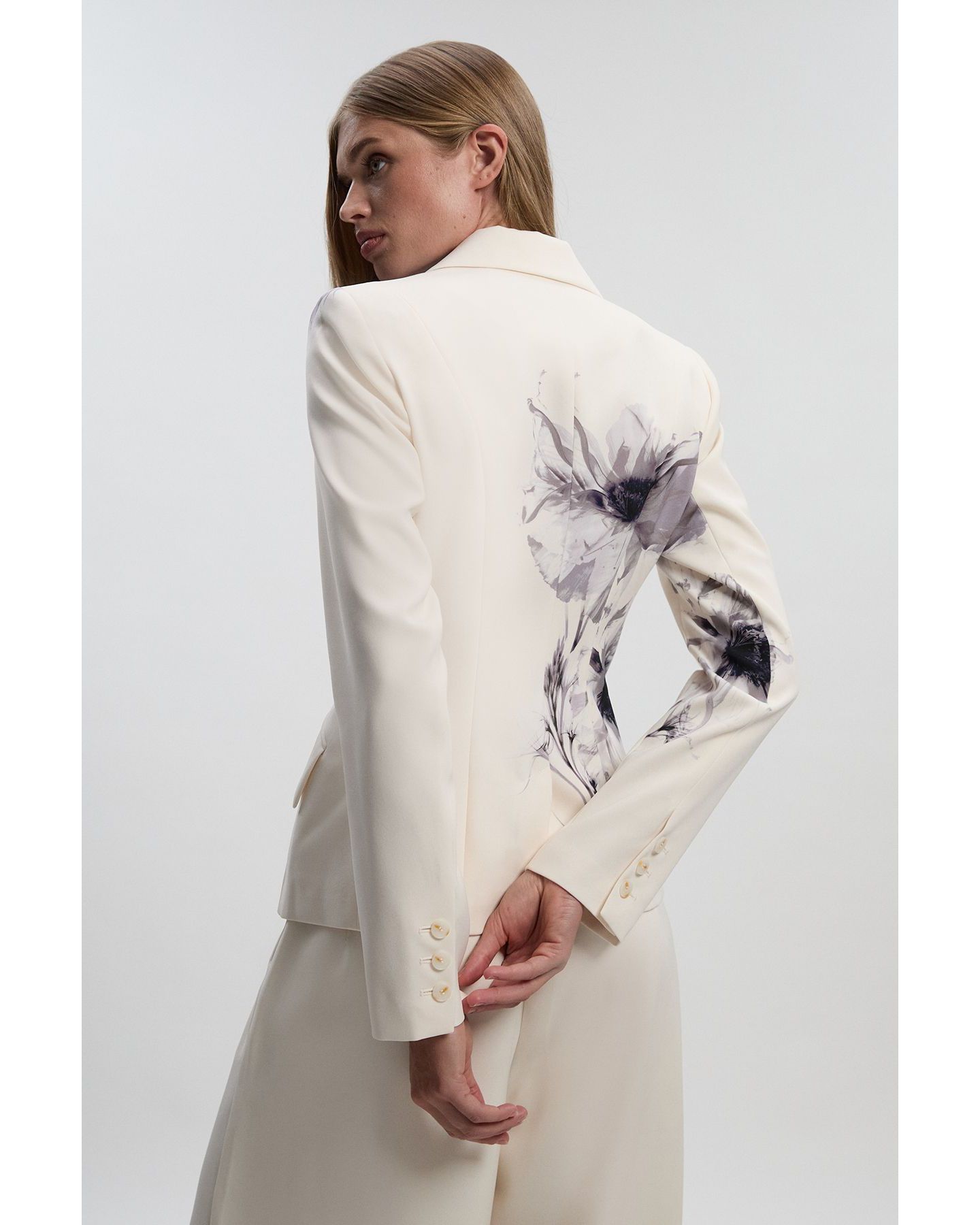 Женский пиджак Karen Millen Floral Crepe Single Breasted Blazer, цвет: Разноцветный — фото 8