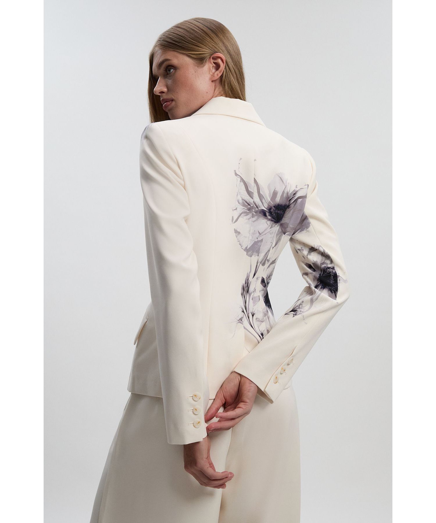 Women's Floral Crepe Single Breasted Blazer