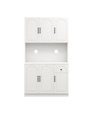 Kitchen Pantry Storage Cabinet with Microwave Oven Countertop