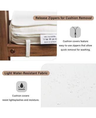 Acacia Wood Outdoor Dining Set with Cushions - 7 Pieces