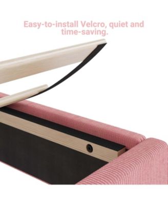 Twin Velvet Bed Frame Corduroy Platform Adjustable Headboard Wood Slats Noise Free