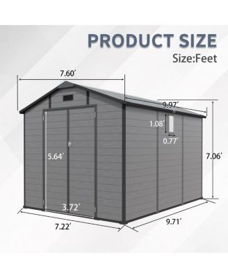 Streamdale 8x10 FT Plastic Outdoor Storage Shed - Lockable Resin Tool Shed