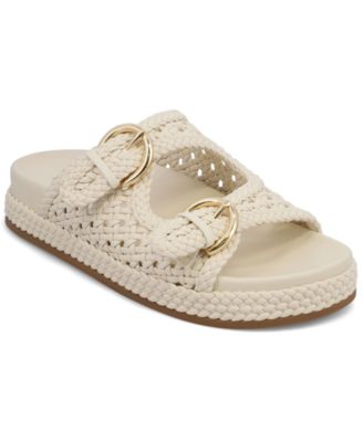 Women's Trendy Woven Double Buckle Slide Sandals