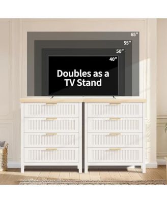 Fluted Dresser for Bedroom, Chest of Dressers for Closet with Fluted Dressers Chest with Clothes Storage