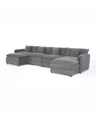 Modular Sectional Sofa, Oversized Deep Seat U Shaped Couch Set, 4-Seater