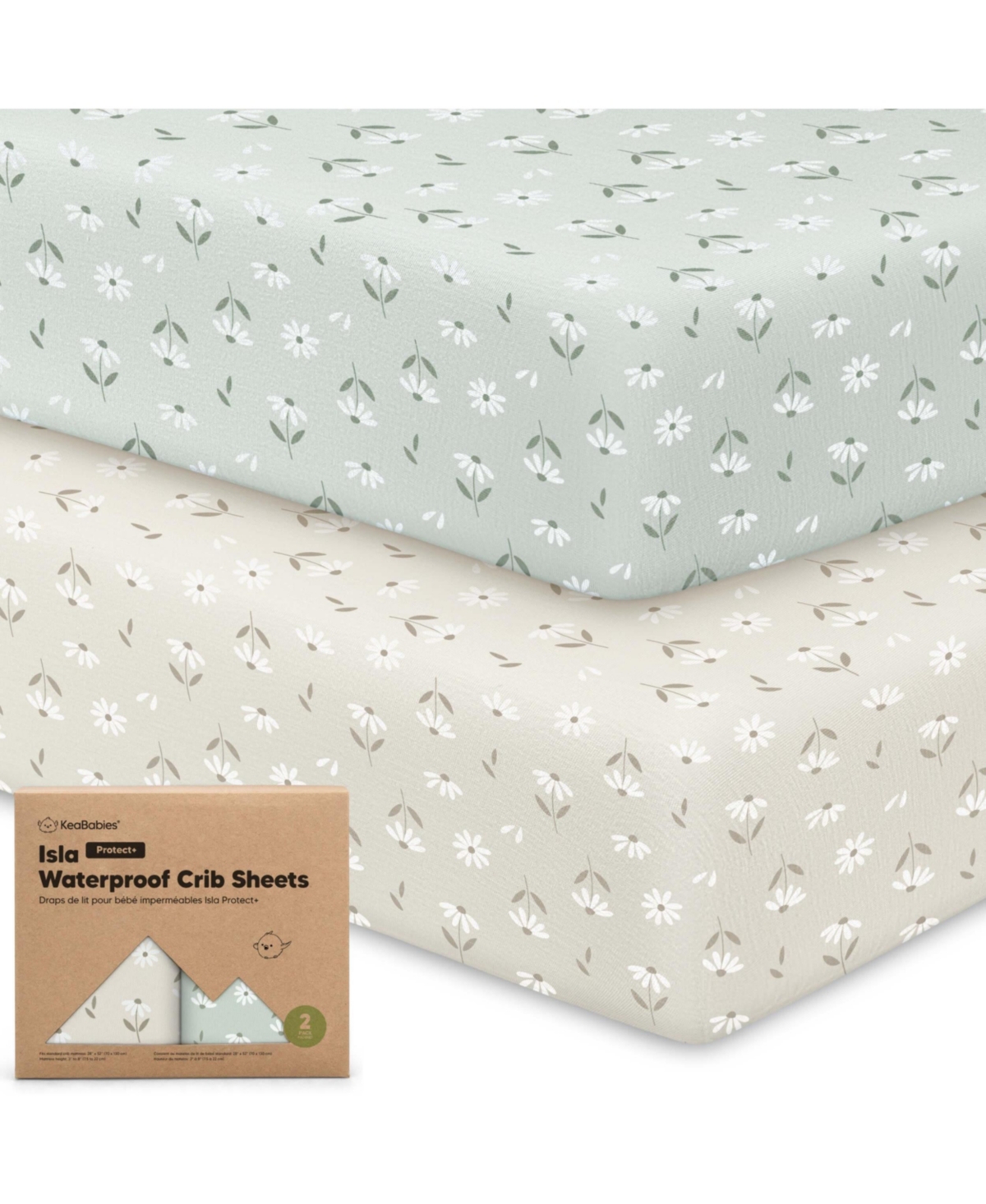 KeaBabies Waterproof Crib Sheets for Boys, Girls, 2pk Baby Fitted Sheet, Mattress Protector