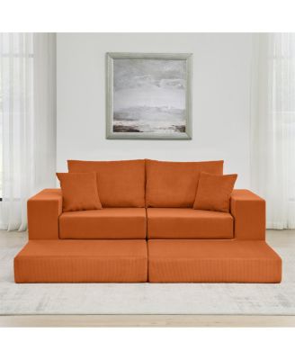 Modular Cloud Sectional Couch, Modern L-Shaped Sofa with Ottoman