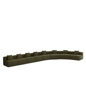  Chenille Curved Sectional Sofa with 8 Pillows and Modular Seats