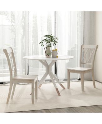 Solid Wood Dining Chair Set of 4 Armless Kitchen Chairs w/ Rubber Wood Frame Cross Back