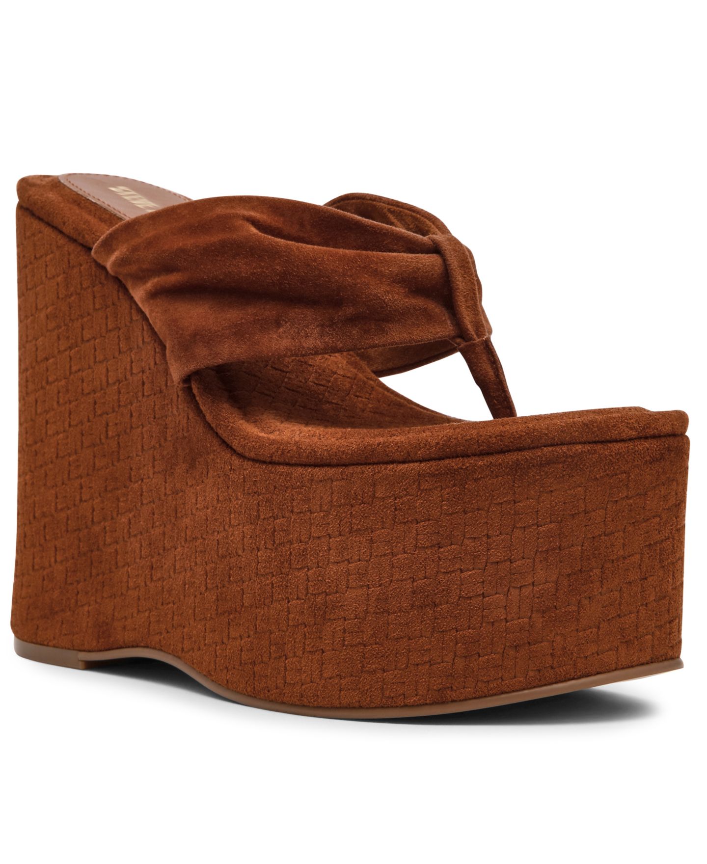 Женские сандалии Steve Madden Saucy High-Platform Wedge Heel, цвет: Каштановый замшевый — фото 1