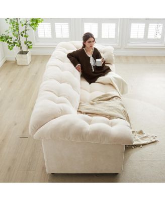 Chenille Modern Comfort Deep Seat Sofa