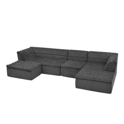 135" U-Shaped Modular Sectional Sofa with Chaise and Movable Ottoman
