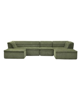 135" U-Shaped Modular Sectional Sofa with Chaise & Movable Ottoman