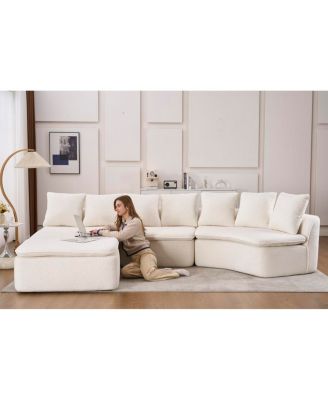  133" Modular U-Shaped Sectional Sofa with Removable Recliner