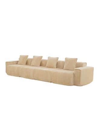 Deep Seat Modular 4-Seat Boneless Sofa with French Edge Piping, No Assembly Required