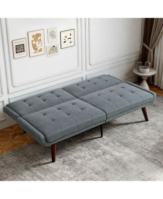 Convertible Futon Sofa Bed, 63" Sleeper Couch with Adjustable Backrest
