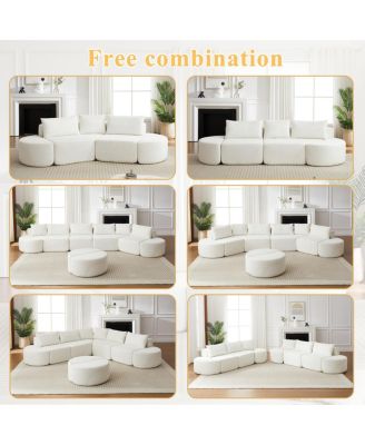 Streamdale Chenille V-shaped modular sofa set with 3 pillows & 2 ottomans