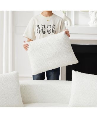 Modular chenille sofa set with 6 pillows, 4 footstools