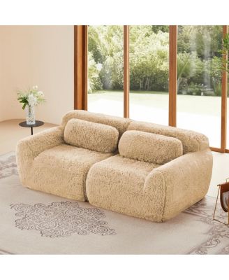  2-Seater Modular Sectional Sofa, Plush Fabric, High-Density Sponge, No Assembly