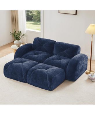 U-shaped Boneless Sofa, Soft Velvet, Tufted, High Density Sponge