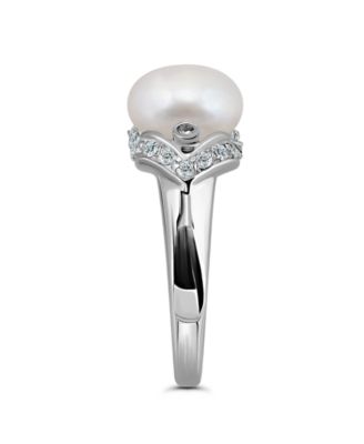 1.0 Cttw Cubic Zirconia 10mm Imitation Pearl on Polish Band Ring