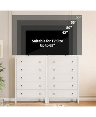 5 Drawer Dresser for Bedroom, 47" Tall Modern Chest of Drawers, Curved Profile Design, Wood Drawer Organizer