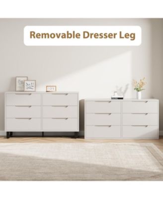 6-Drawer Bedroom Dresser, 47.2" Wide Freestanding Wooden Storage Chest for Living Room & Entryway