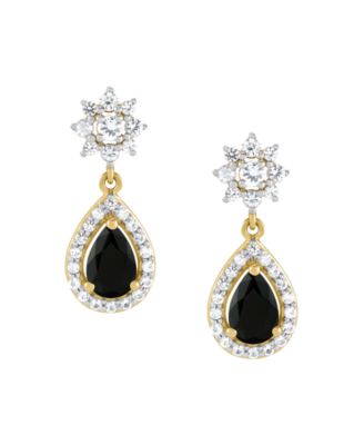 Onyx & White Topaz (1/2 ct. t.w.) Drop Earrings in 14k Yellow Gold Over Sterling Silver