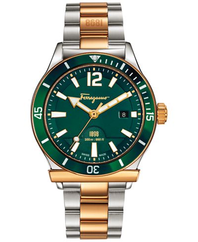 Ferragamo Men's Swiss 1898 Sport Two-Tone Ion-Plated Stainless Steel Bracelet Watch 43mm FF327 0015