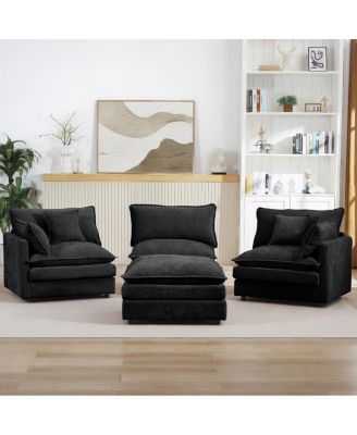  Modular Sectional Sofa, 102" L-Shaped Couch Set with Movable Ottoman