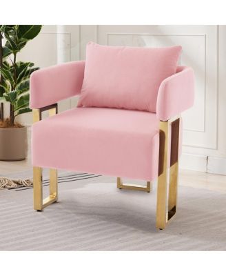 Modern decorative chair with gold legs, velvet fleece upholstered, 2PCS