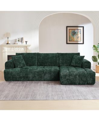 Chenille L-Shape Luxury Sectional Sofa, Minimalist Design, Comfy Sleeper Couch