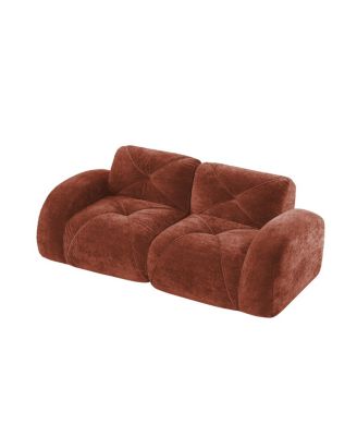 2-Seater Tufted Sofa, Soft Velvet, No Assembly