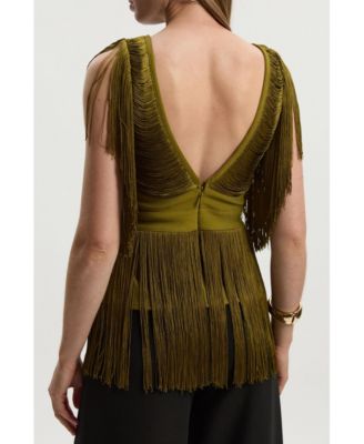 Women's Draped Fringe Knitted Top