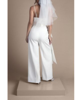 Women's Strapless Bow Wide Leg Jumpsuit